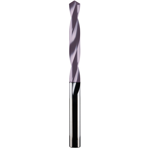 8.1 mm Dia. × 8.1 mm Shank × 75 mm Flute Length × 117 mm OAL, 5xD, 118°, Uncoated, 2 Flute, External, Round Solid Carbide Drill
